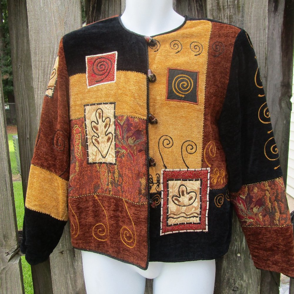 Allure Women's Boho Chic Patchwork Jacket Soft Vt… - image 1